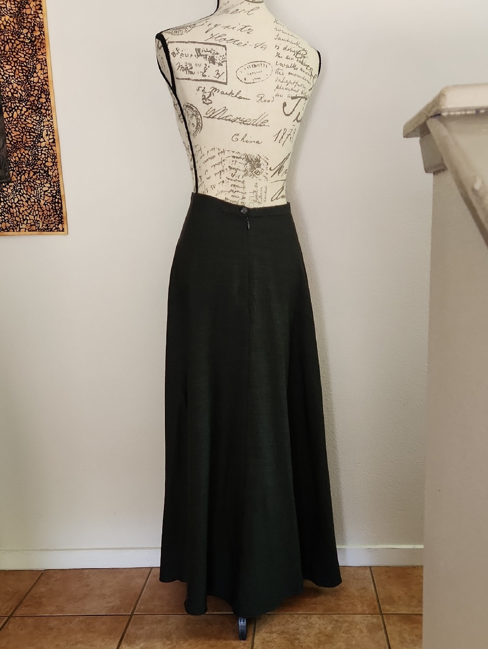 Vintage Anne Klein Women's Charcoal Grey Wool Half-circle Maxi Skirt Size 6